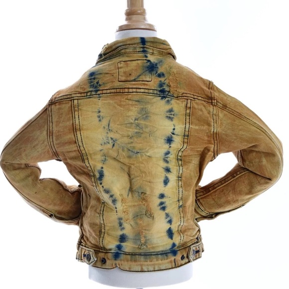 BOYS’ STUD TRIM TIE DYED JEAN JACKET-TIMBER - Picture 4 of 5